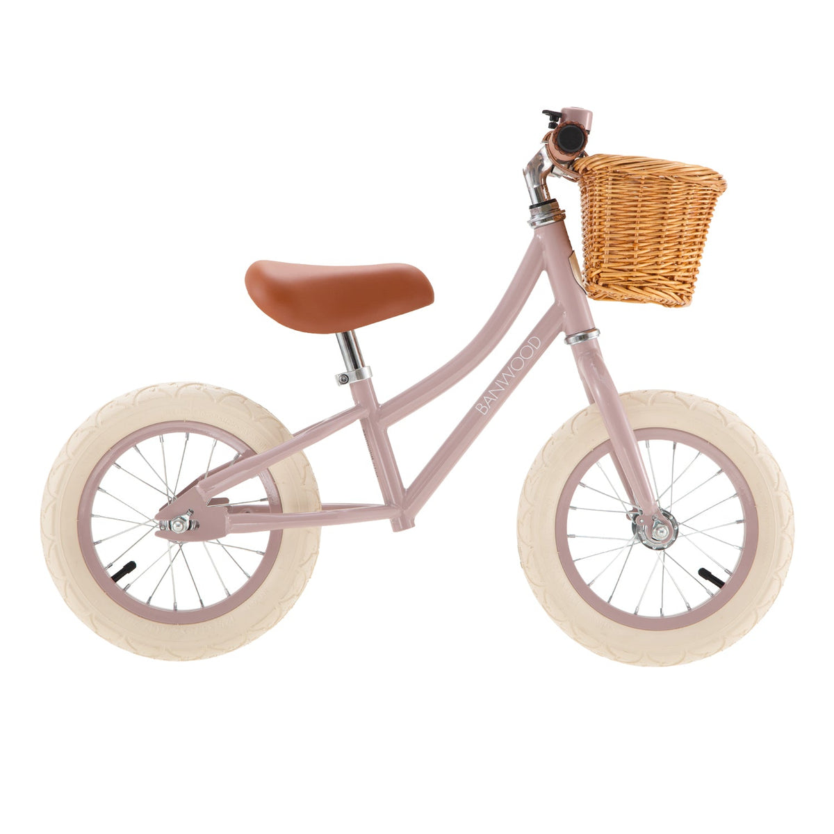 Banwood First Go Balance Bike in Dusty Pink — front view