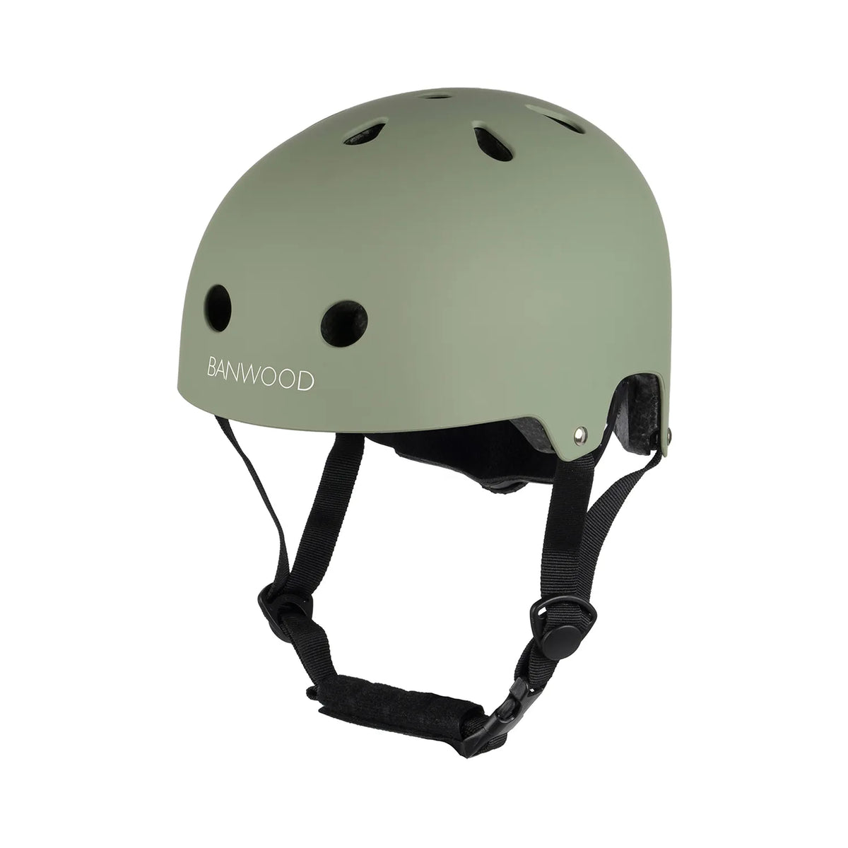 Banwood Classic Kids Bike Helmet in Matte Forest Green — top view