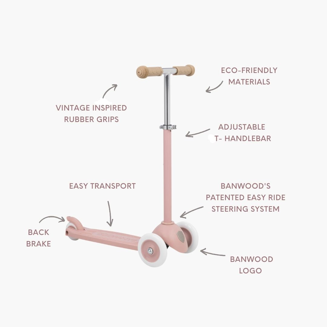 Banwood Eco Scooter Dusty Rose — T-handlebar detail