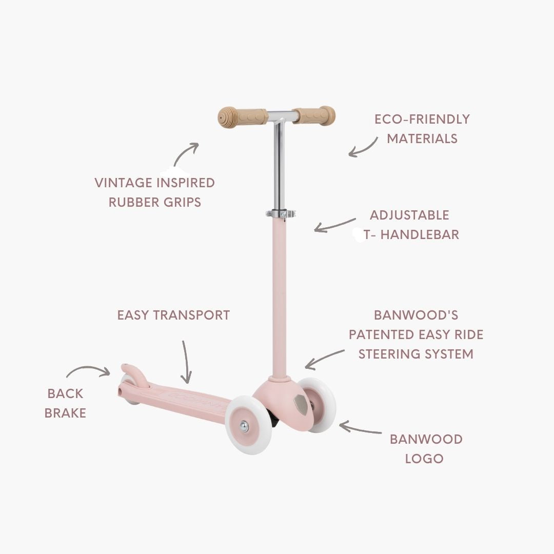 Banwood Eco Scooter Faded Pink — T-handlebar detail