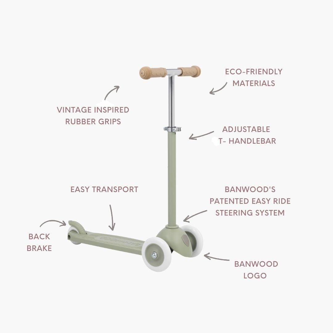 Banwood Eco Scooter Olive — T-handlebar detail