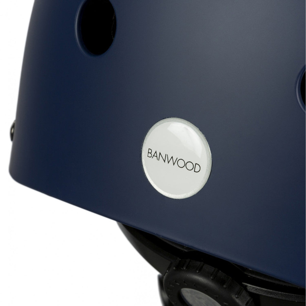 Boy wearing Banwood Classic Helmet Matte Navy Blue