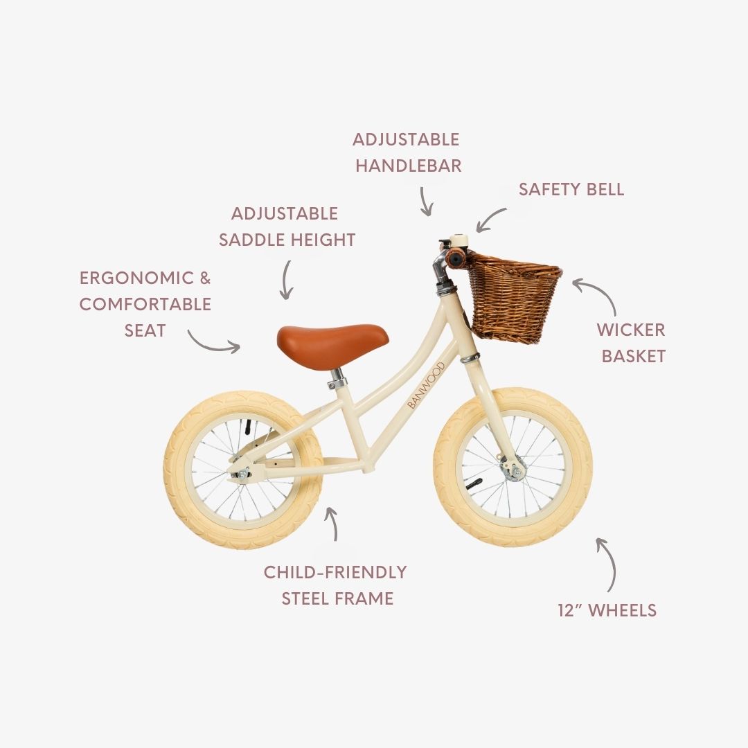 BANWOOD BALANCE BIKE & HELMET SET - CREAM
