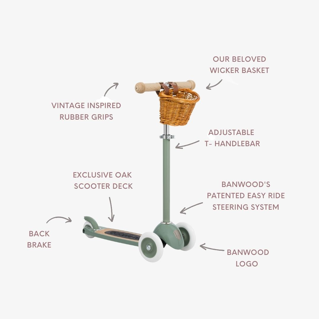BANWOOD 3-WHEEL SCOOTER & HELMET SET - FOREST