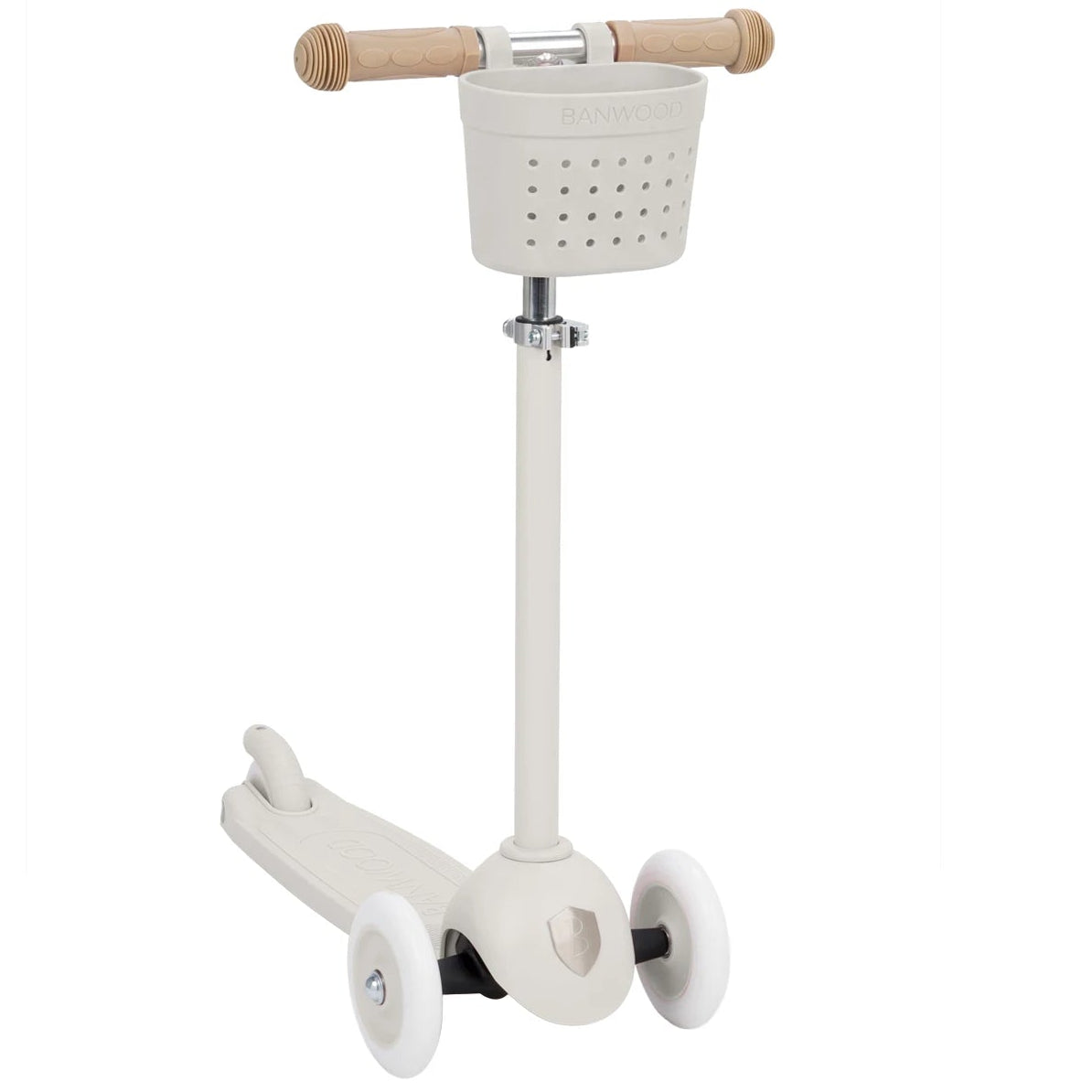 Banwood Eco Kids Scooter in Ivory — front view