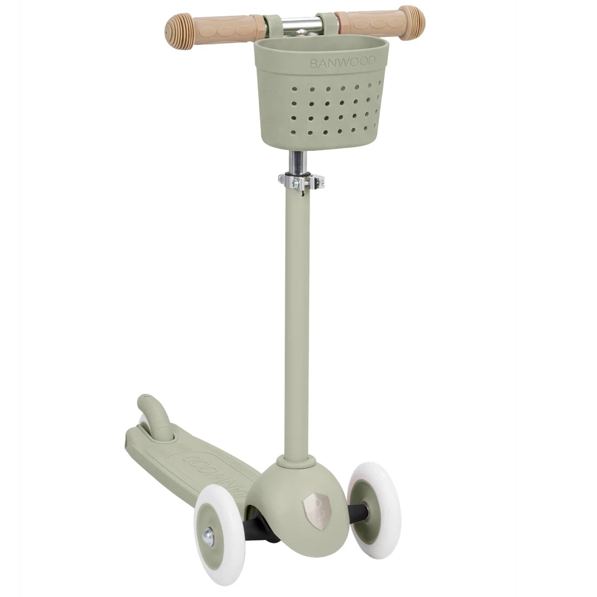Banwood Eco Kids Scooter in Olive — front view