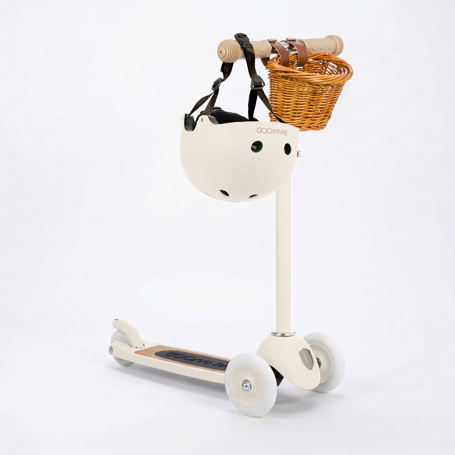 BANWOOD 3-WHEEL SCOOTER & HELMET SET - CREAM