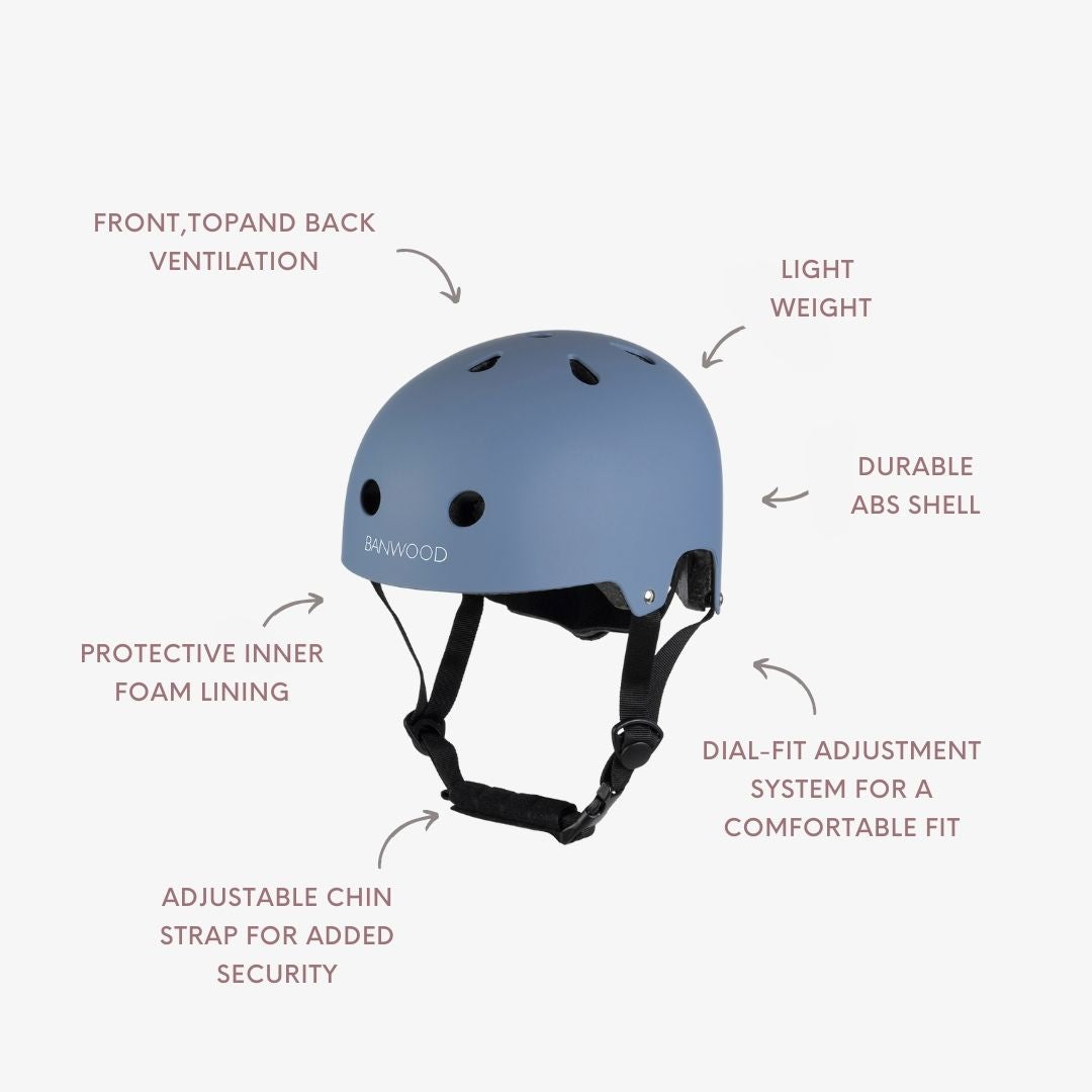 Banwood Blue kids helmet — strap and buckle detail